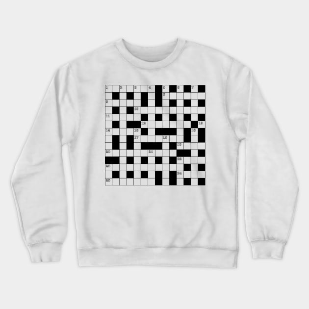 Retro Black White Crossword Puzzle Pattern Crewneck Sweatshirt by redhomestead